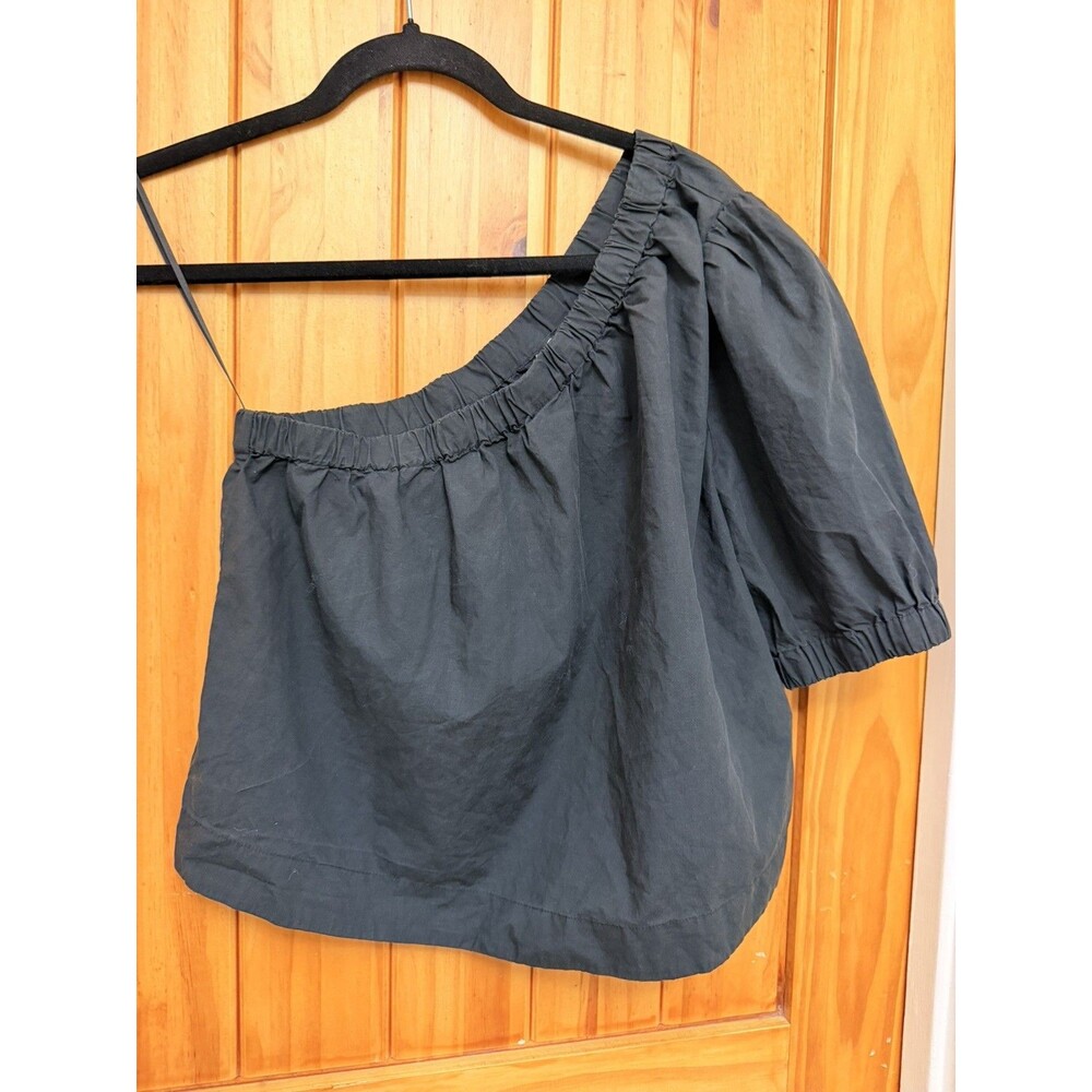 Rails Jayla One Shoulder Top Black Organic Cotton Small minimalist chic